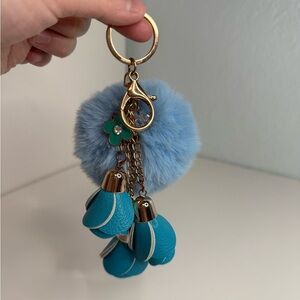 Blue and Gold Pom Pom Keychain